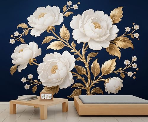 Miniatura 21 de Mural de pared floral retro, papel tapiz de barra de flores coloridas de mediados de siglo, papel tapiz rústico floral 3D impermeable para Retro