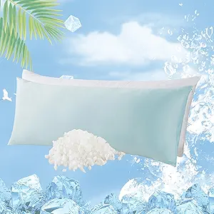 WhatsBedding Memory Foam Body Pillow with Zippered Cooling Cover, Full Body Pillow for Adults, Long Pillow for Sleeping, Fluffy Supportive, Ice Blue