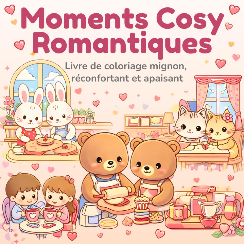Moments Cosy Romantiques: Livre de Coloriage Mignon, Réconfortant et Apaisant | Scènes Mignonnes à Colorier | Chats, Lapins, Ours et Adorables ... et Adolescents (Coloriage Kawaii Cosy)