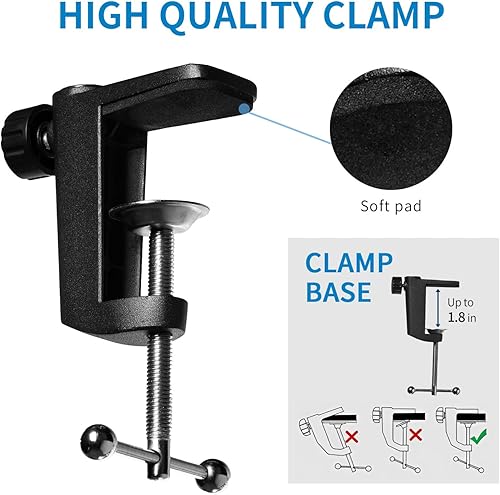 Miniatura 5 de FEELWORLD AMS1 Brazo de brazo de micrófono, soporte de brazo de micrófono ajustable con tornillo de 38 a 58 pulgadas, compatible con PM1 y otros