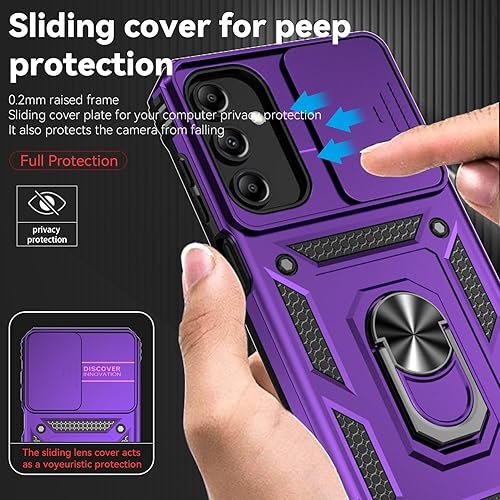 Miniatura 5 de Funda para Samsung Galay A15 5G, con cubierta para lente de cámara, protector de pantalla HD, grado militar anillo de montaje en coche soporte