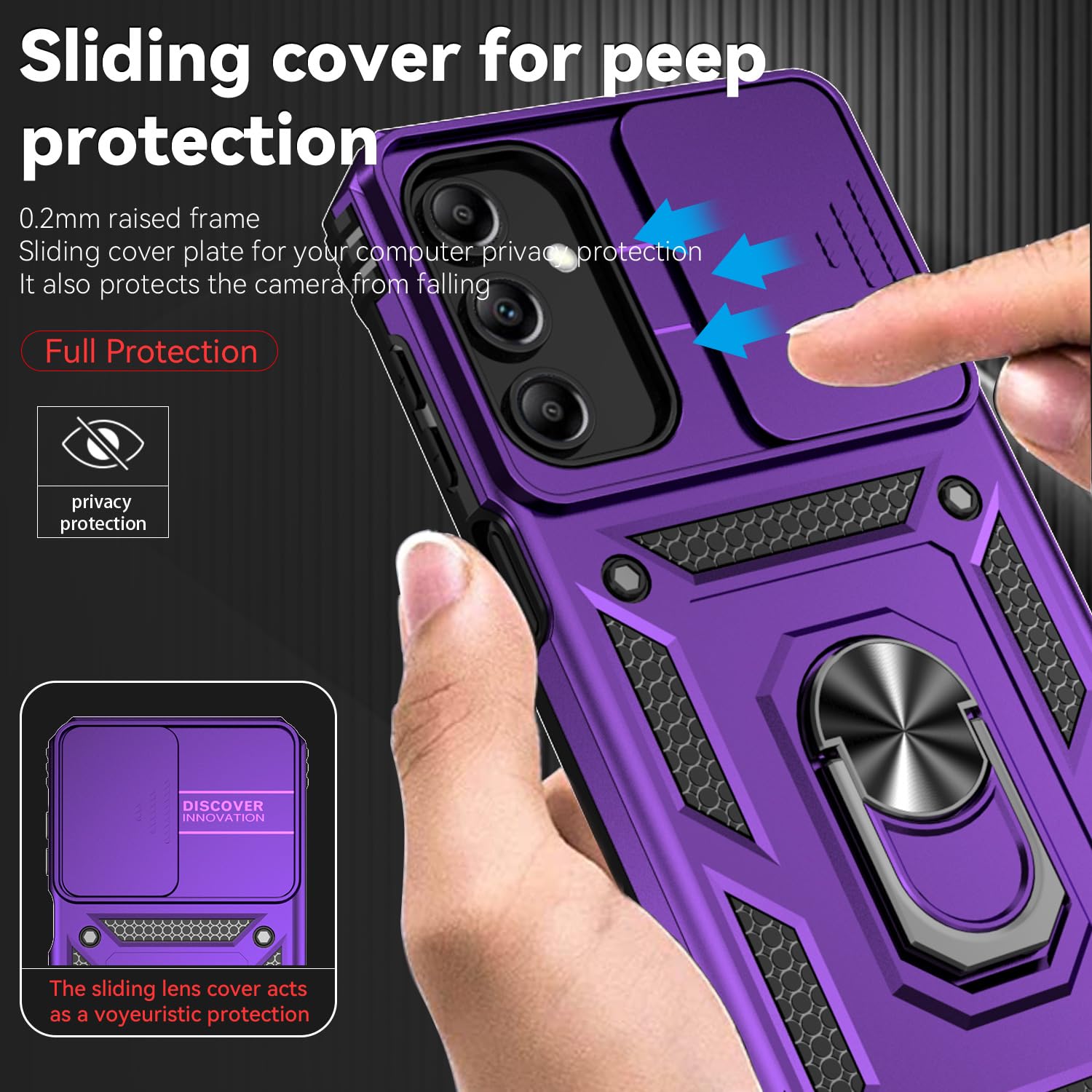 Amazon.com: for Galaxy A15 5G Case,with Screen Protectors and Camera Cover,[Military  Grade] 16ft.Drop Tested Cover with Magnetic Kickstand Protective Case for  Samsung A15 5G, Purple : Cell Phones & Accessories