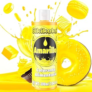 Colorante Alimentario - Gikikoko 200ml Colorantes Alimentarios Reposteria Alta Concentrado, Colorante Alimenticio, Colorantes Alimentarios para Fondants Pasteles Galletas de Pascua (Amarillo)