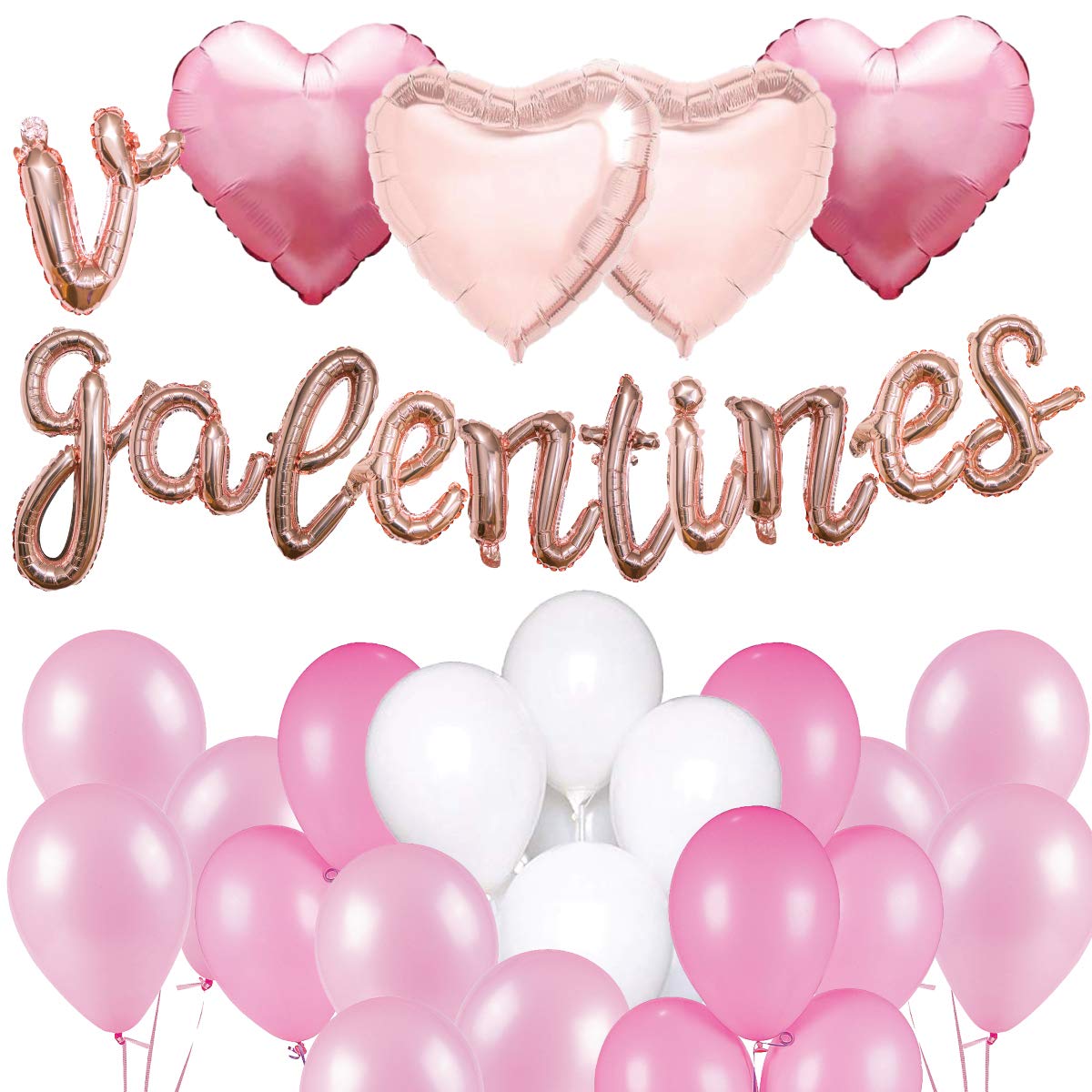 Hall & Perry Valentines or Galentines Day Balloon Arrangement with Mylar Hearts and Latex Balloons