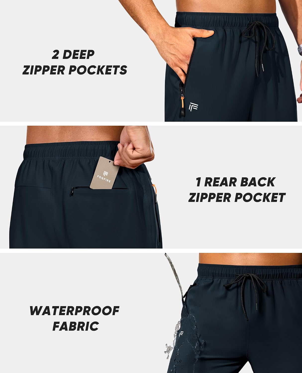 Mens Hiking Pants Lightweight Water Resistant Quick Dry Athletic Fit with Zipper Pockets for Outdoor Workout Travel thumbnail