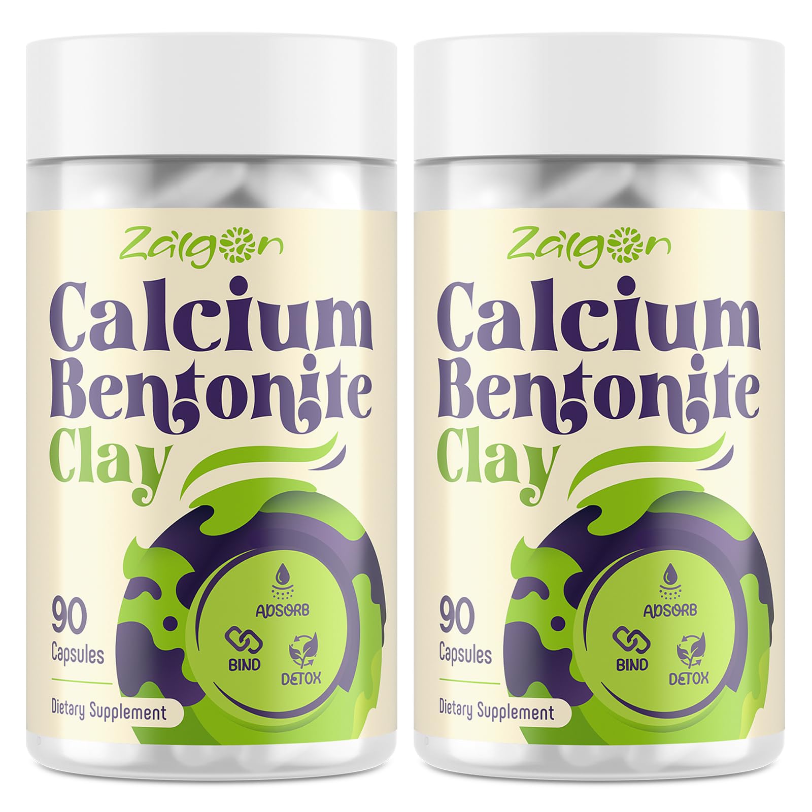 Zalgon Cápsulas de Argila Bentonita de Cálcio 1.600 mg 180 cápsulas