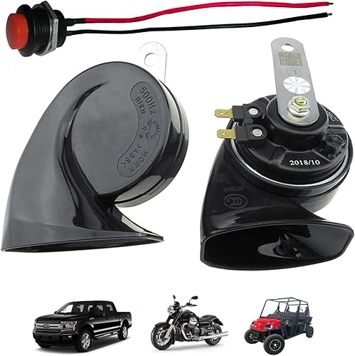 Bocina con interruptor de botón para automóvil, camión, motocicleta, bocina automática, impermeable, tono alto, bajo, ajuste universal, bocina de