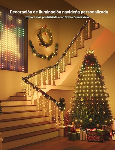 Miniatura 8 de Govee Luces de árbol de Navidad, 480 luces LED inteligentes RGBIC, 6.6 pies × 24 tiras de luces para decoraciones navideñas, sincronización de