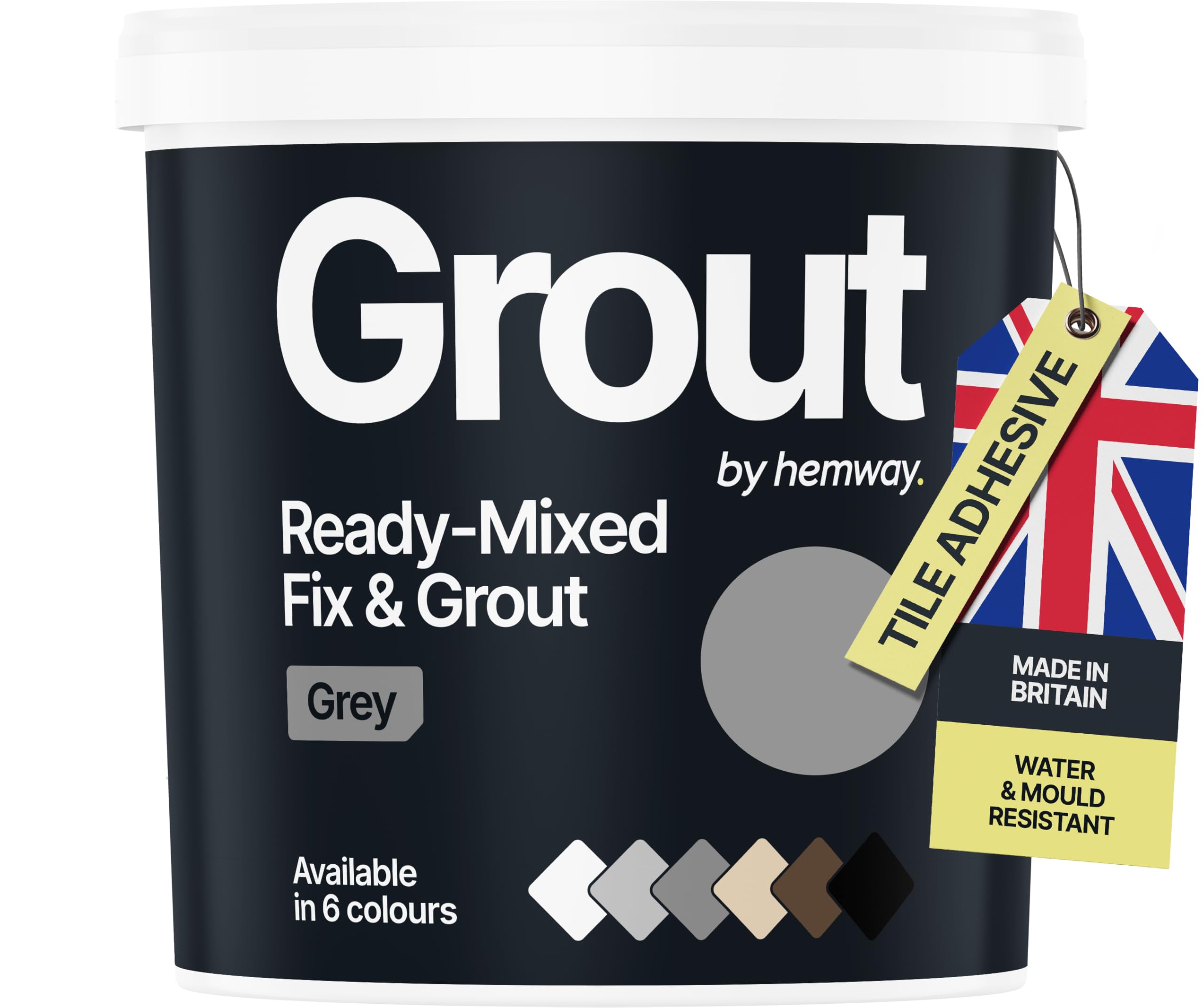 Grey Ready Mixed Grout & Fix | Floor, Wall & Tile Adhesive | Water-Resistant, Anti-Mould, Easy to Use & Fast-Drying | Suitable as Kitchen, Bathroom Tile Grout - 4.5 Kg / 2.5 L Grey Grout