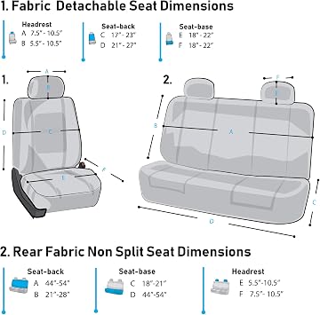 TLH Flat Cloth Gray Seat Covers 3 Row, 8 Seaters w/Steering Wheel Cover and Seat Belt Pads Combo, Universal Fit Car Seat Protectors Automotive Seat Covers Accessories for Cars, Trucks, SUV