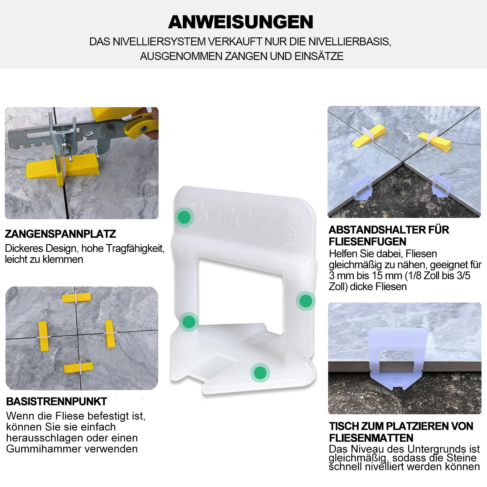 1.5mm Fliesen Nivelliersystem 2500 Stück Fliesenleger Werkzeug Fliesen Zubehör Fliesenverlegehilfe Zuglaschen für Fliesen Abstandshalter Fliesen Werkzeug für die Steinverlegung