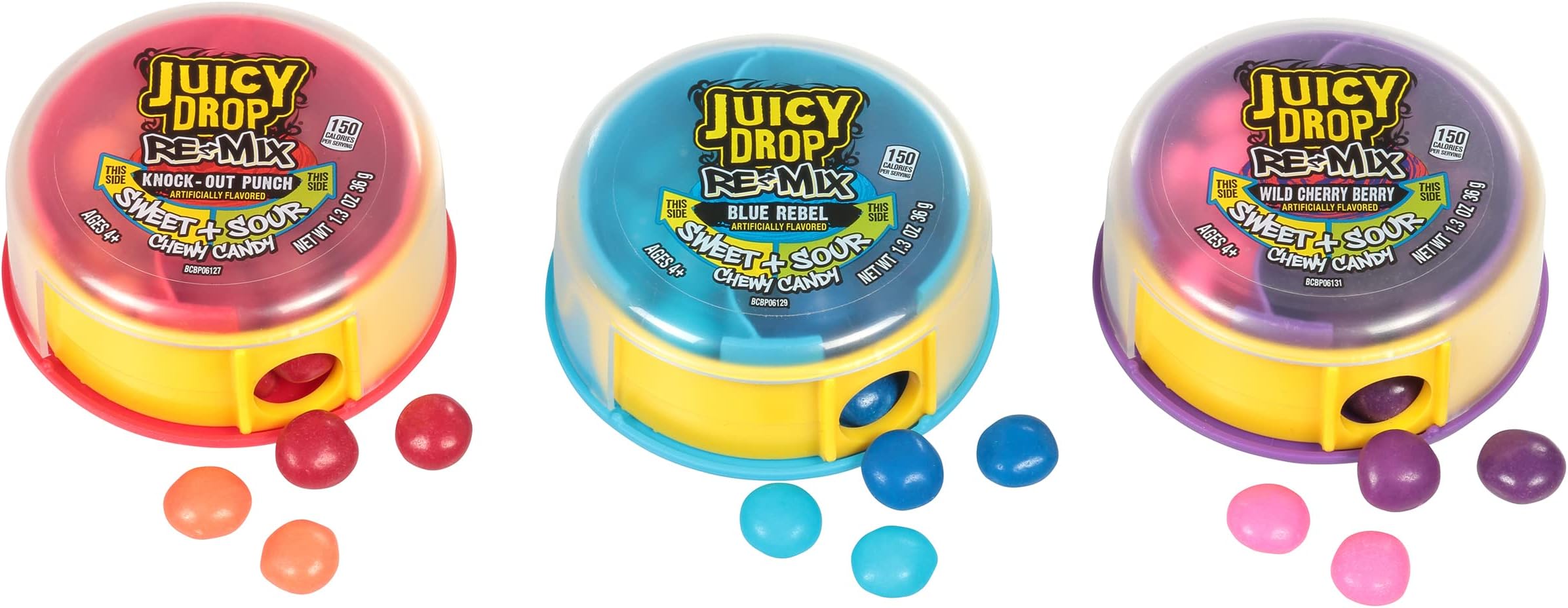 Juicy Drop Re-Mix Sweet & Sour Chewy Halloween Candy Variety Pack - Sweet & Sour Candy Bites In Assorted Fruity Flavors - Chewy Candy For Halloween Candy Bowls, Parties & Trick Or Treating Bags