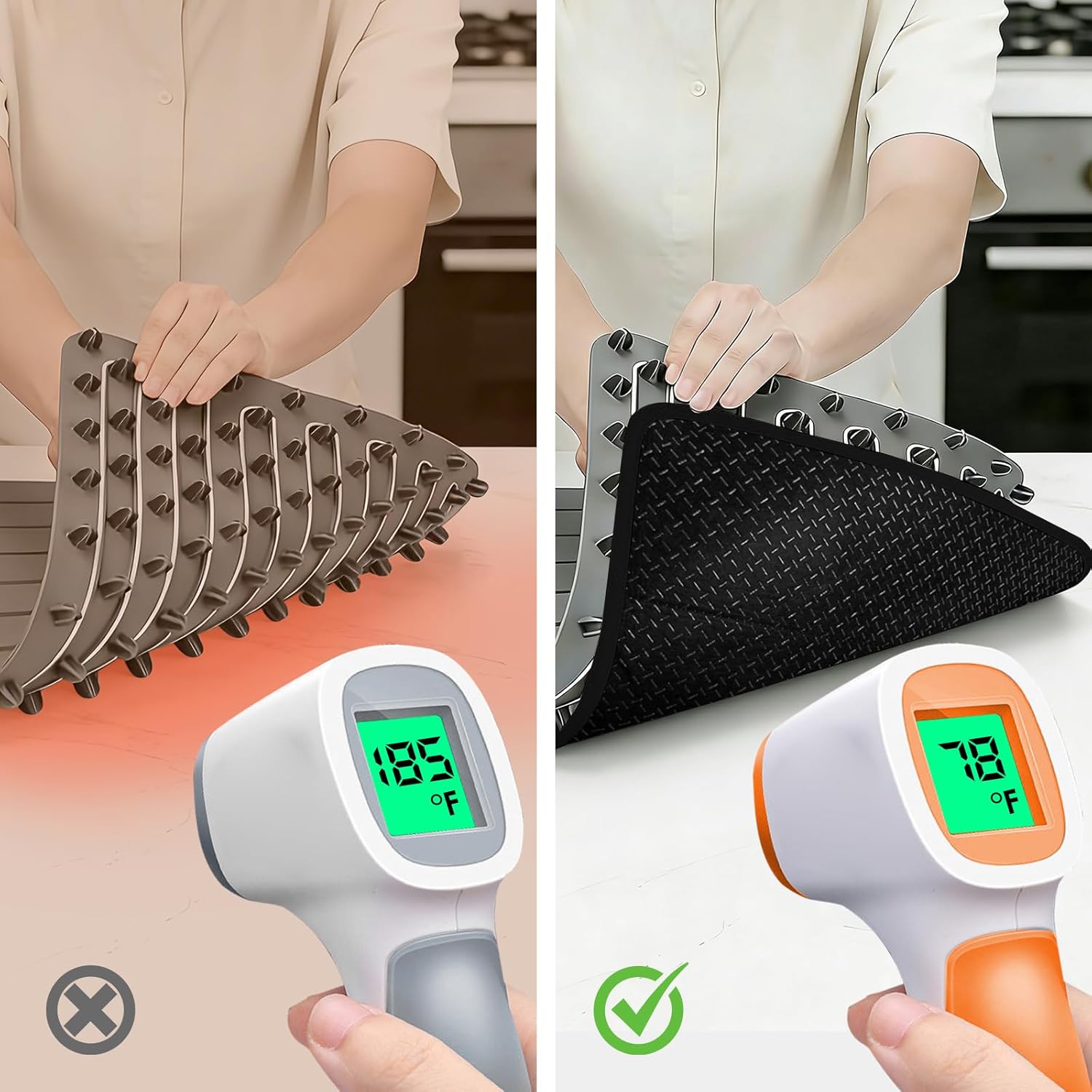 35.4×15.4 in Heat Resistant Mat for Food Warming Mats, Heat Resistant Mats for Countertop Reflects 95% of Heat, Easy to Clean Hot Pad With Non-slip Bottom for Air Fryer, Coffee Maker, Oven, Black