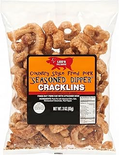 Lee's Seasoned Dipper Fried Pork Cracklings | Cracklins, 3 oz (12 Count)