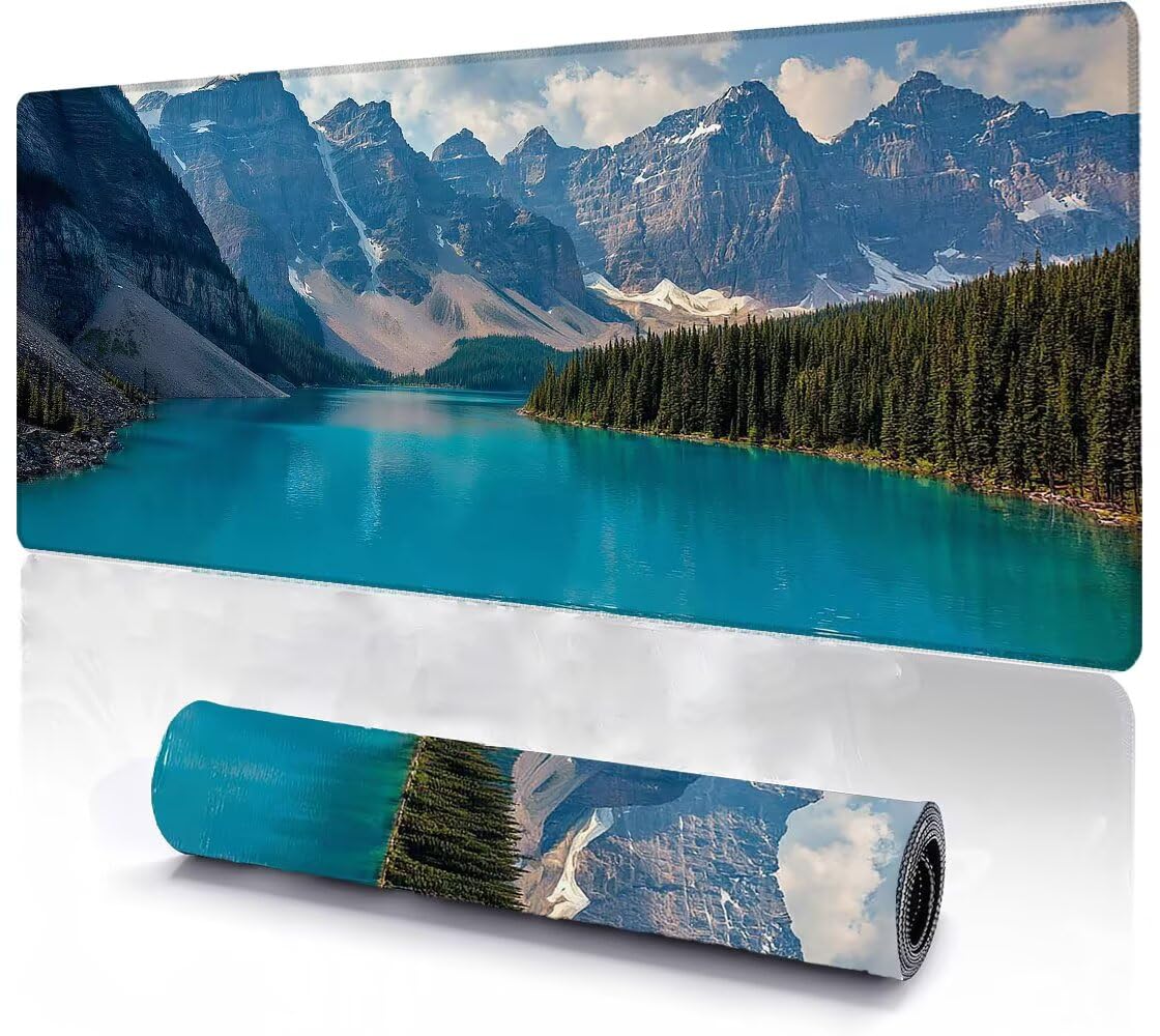 Alfombrilla Ratón XXL 600x1200x3 mm Mouse Pad Grande Gaming Montaña Alfombrilla Escritorio,con Base de Goma Tapete Escritorio con Bordes Cosidos, Impermeable Antideslizante Ordenador Desk Mat zj-703