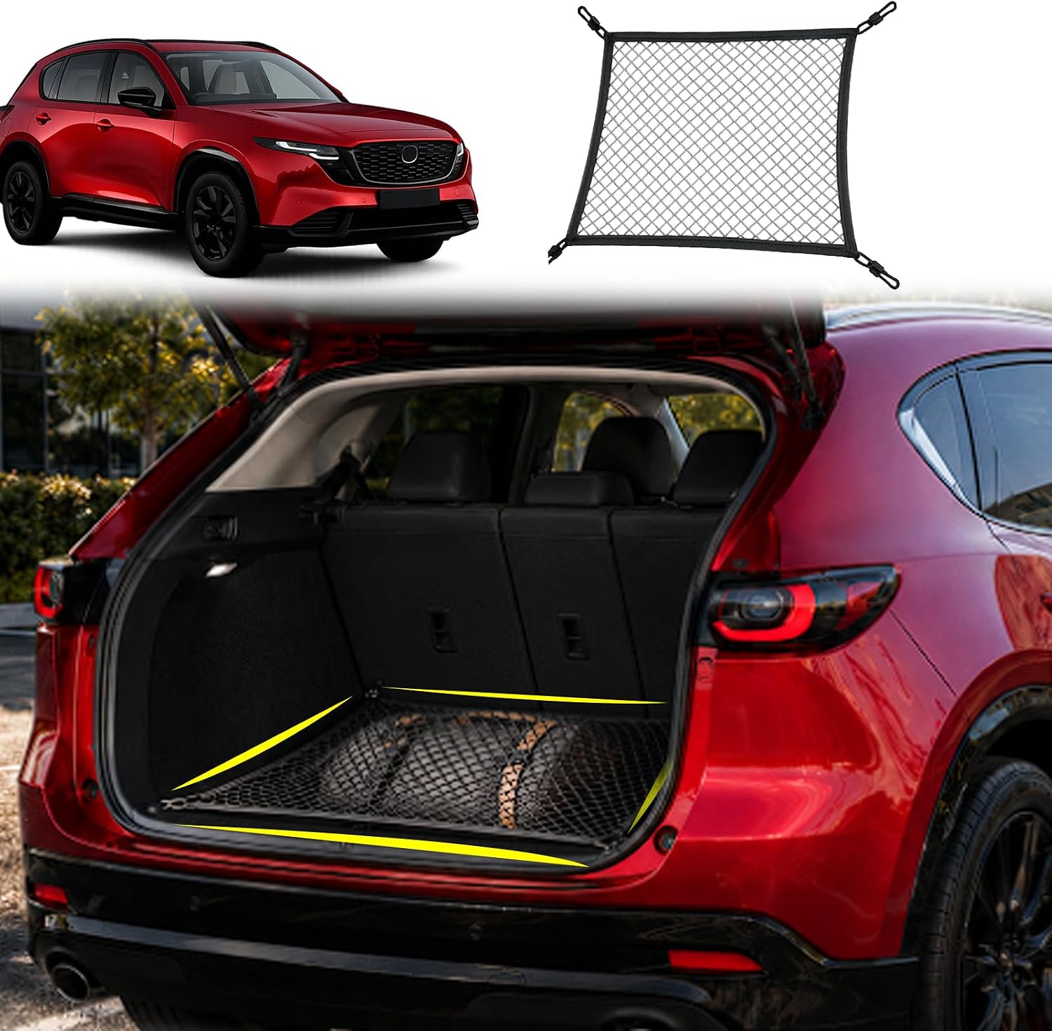 Cargo Net for All-New 2026 Mazda CX5 Accessories Rear Trunk Cargo Net Stretchable Organizer Elastic Mesh Net Floor Style Compatible with Mazda CX-5 2026 2027 Accessories