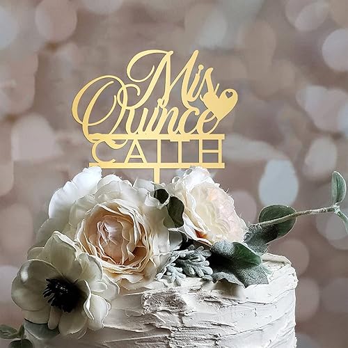 Miniatura 4 de Mis Quince - Cartel de decoración para pastel de cumpleaños número 15, letrero grabado para decoración de pastel de feliz cumpleaños, suministros