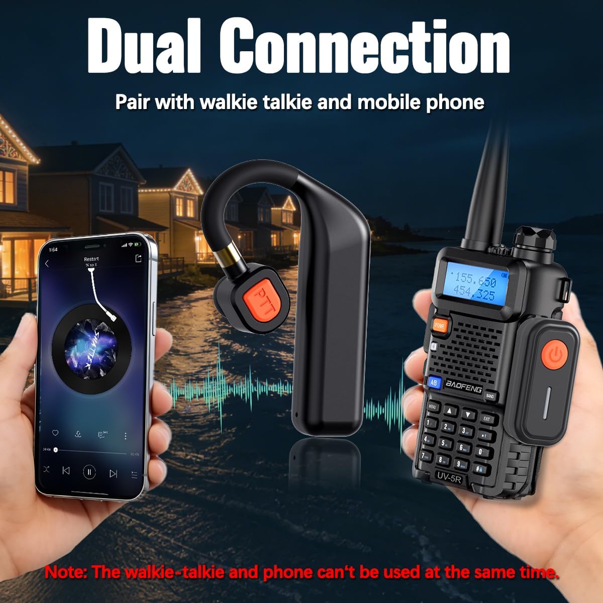 Walkie Talkies Wireless Earpiece with PTT Noise Cancelling 2-Pin K Port Speaker Mic Headset for Ham Radios Baofeng UV-5R Mini 5RM BF-F8HP PRO DM32 AR-152 GM-15Pro UV-5G Plus UV-32 GM21