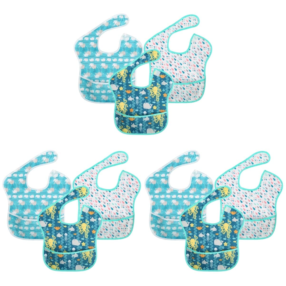 TOYANDONA 9pièces Bavoir Garçon Fille Imperméable Avec Motifs De Dessins Animés Poulpe Petite Petite Baleine Ajustable Et Pratique Pour Garçons Et Filles