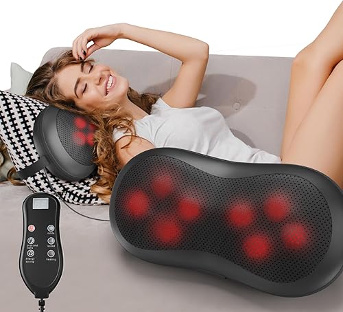 Miniatura 1 de Almohada de masaje ajustable de cuello y hombro con correa mágica, motor de cobre de alta potencia, control de mano y masajeador de espalda
