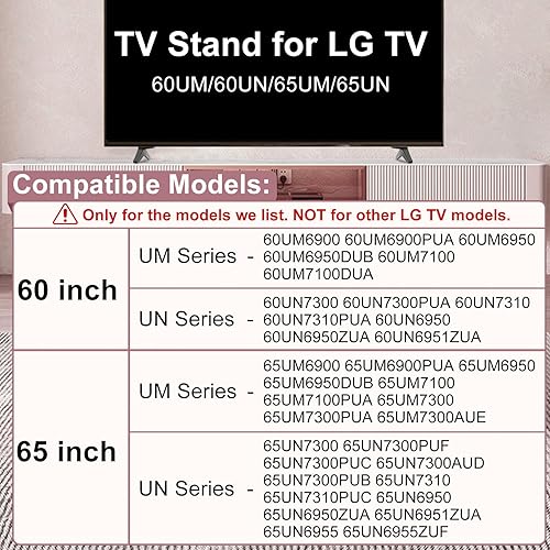 Miniatura 2 de Soporte para patas de TV LG, patas de soporte de TV para LG TV Stand 60UM65UM60UN65UN 65UM6900 65UM6950 65UM7100 65UM7300 65UN7300 65UN6950 65UN6955