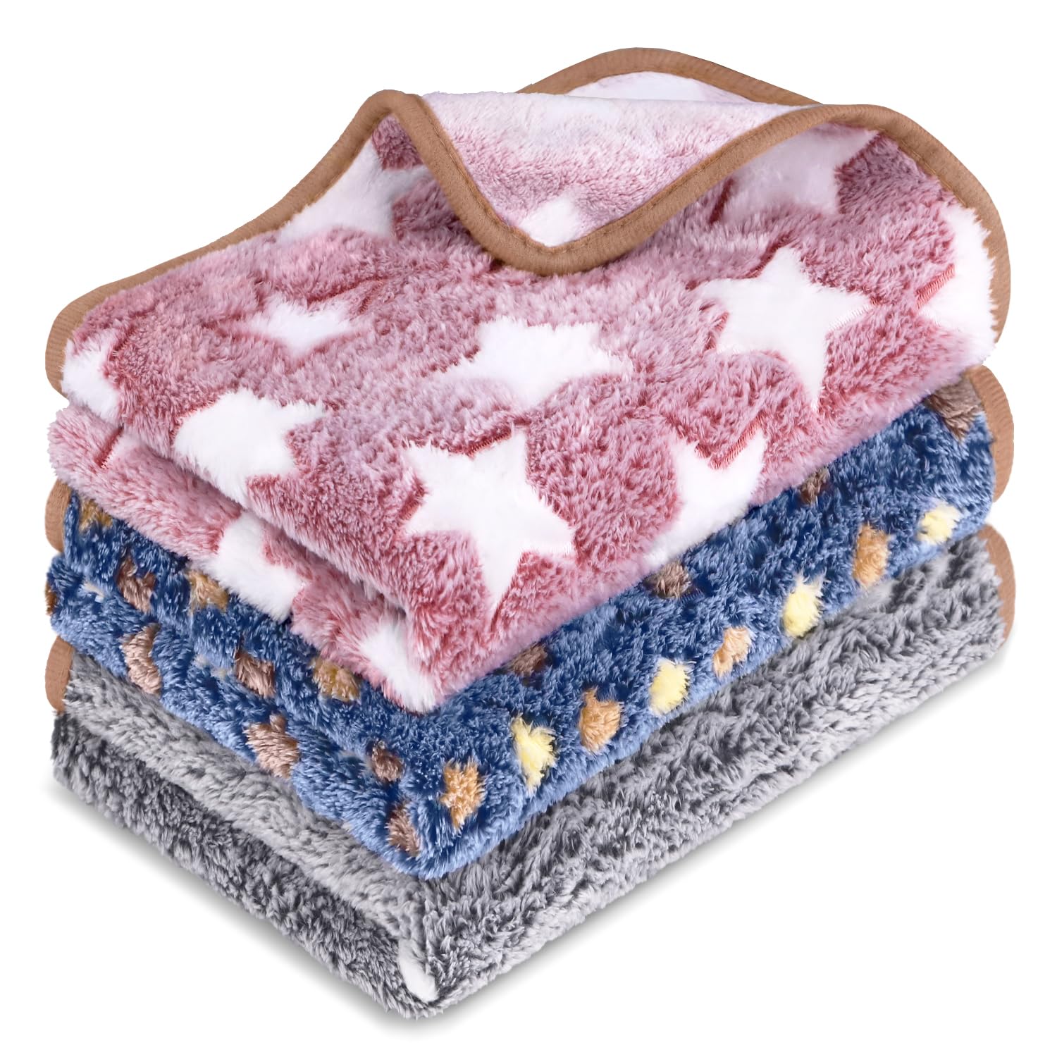 3 pcs dog blanket super soft pet puppy blankets calming pet blanket for small, medium large dogs warm sleep mat washable dog blanket for puppy cat (30"×21")