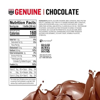 Muscle Milk Genuine Protein Shake,Chocolate,25g Protein,11.16 Fl Oz,Packaging May Vary,(Pack of 24)