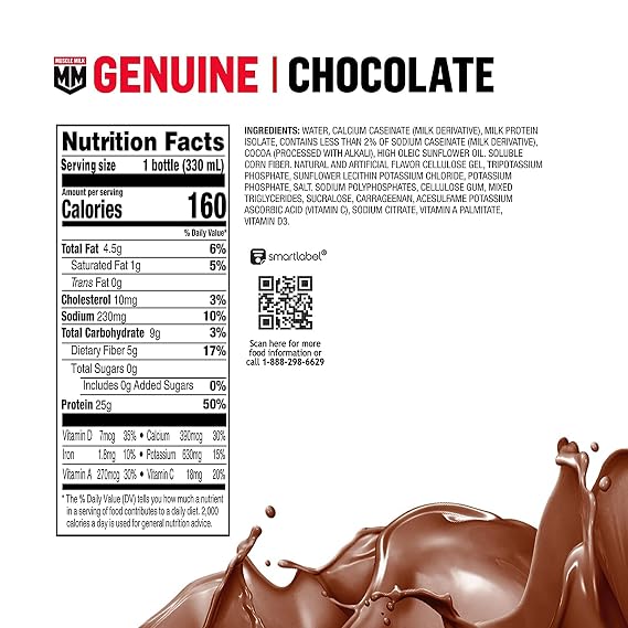 Muscle Milk Genuine Protein Shake,Chocolate,25g Protein,11.16 Fl Oz,Packaging May Vary,(Pack of 24)