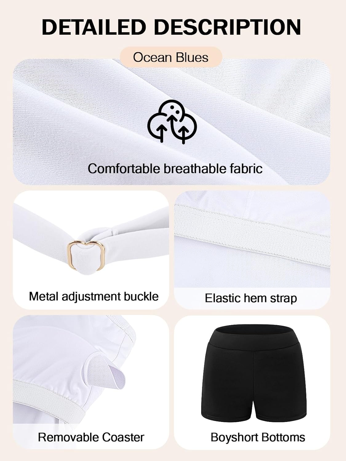 Ocean Blues Women's Tankini Swimsuits Two Piece Bathing Suits Loose Fit Tank Top with Boyshorts - Image 5