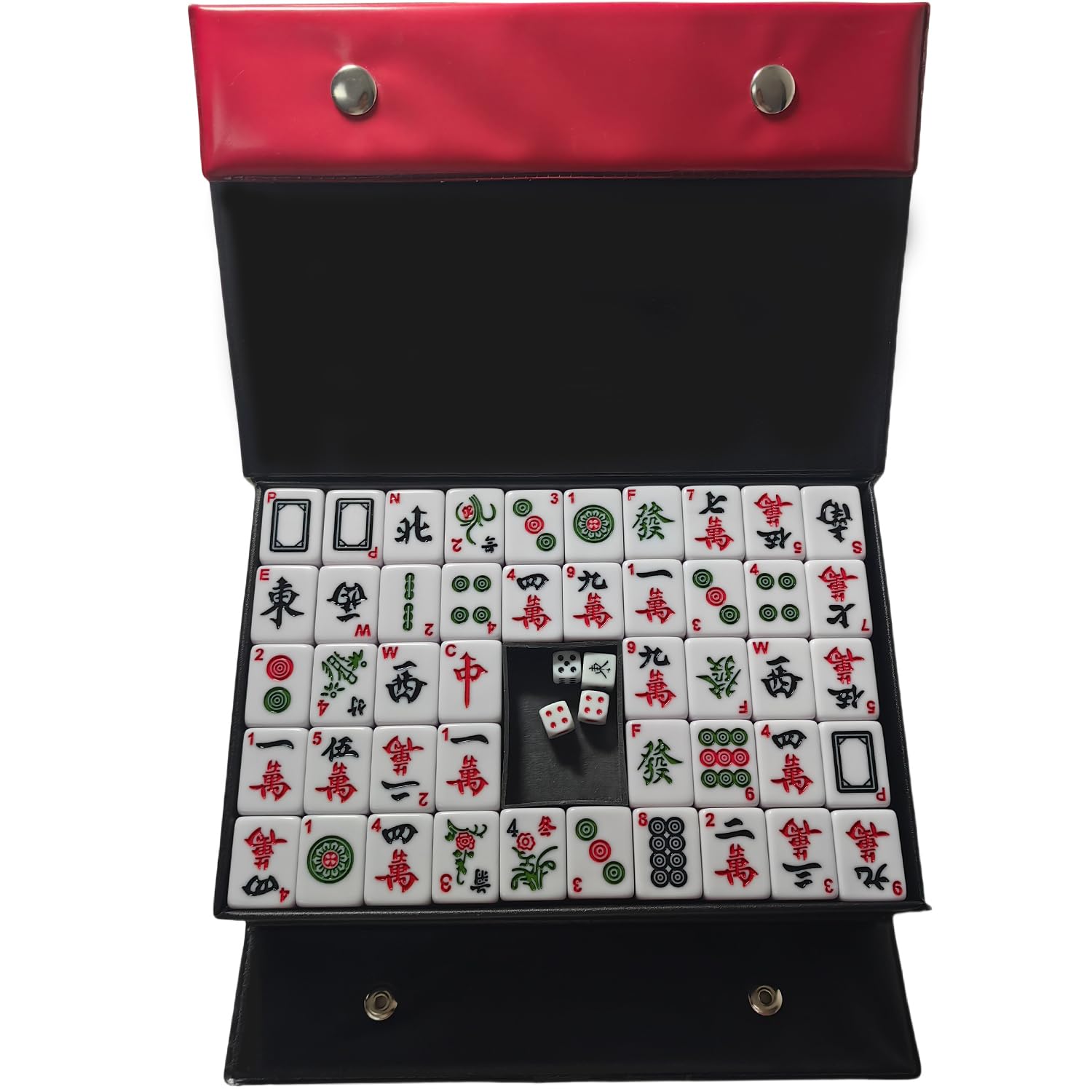 FOLLDALT Mahjong Set,144PCS 3.0x2.25x1.7cm Mahjong Tiles Set,Mahjong Set Portable with 3 Dice,mahjong set full size with english number for Travel Party Family Game 
