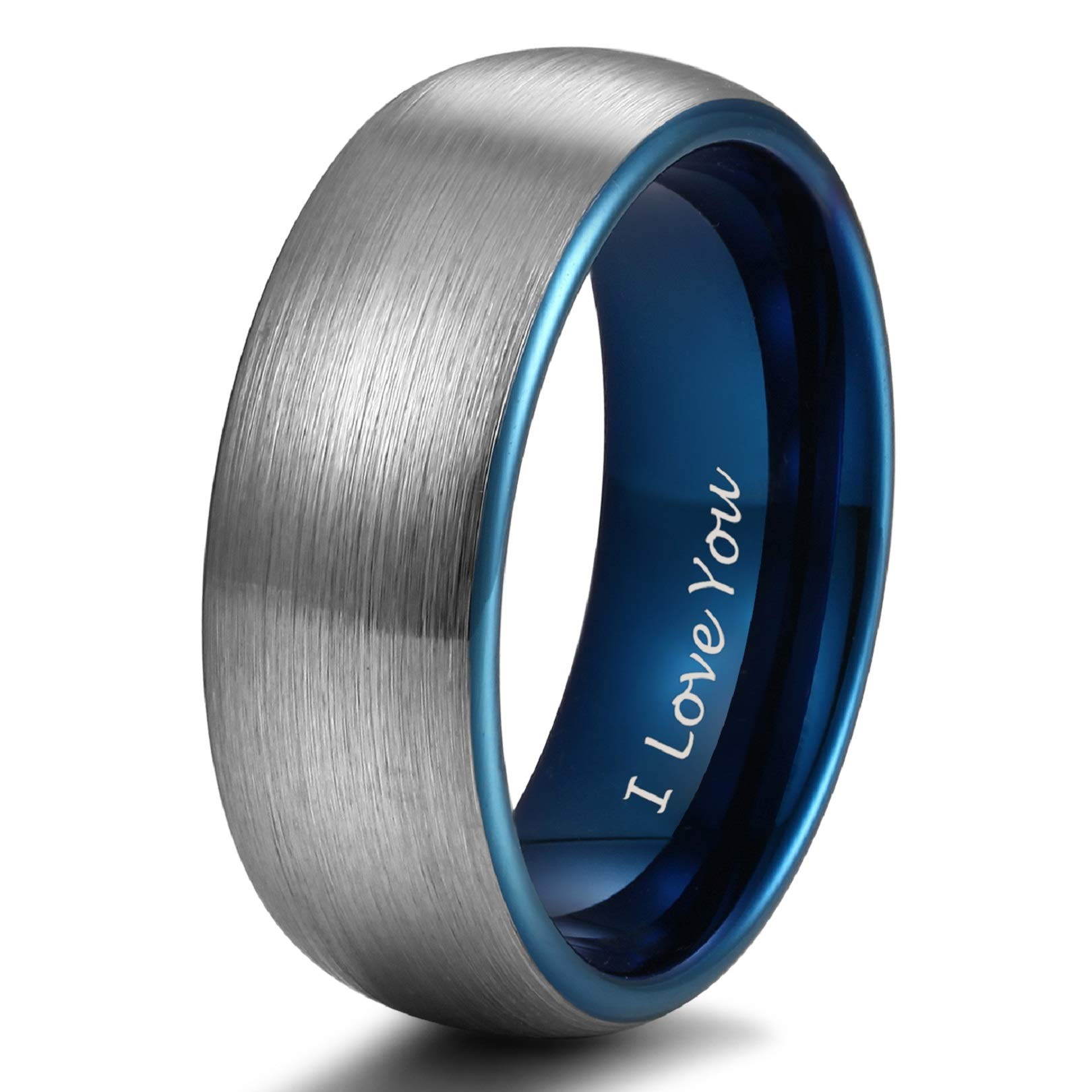 TRUMIUM 4mm 6mm 8mm Tungsten Ring Wedding Band for Men Women Engraved I Love You Matte Brushed Comfort Fit Size 4-15