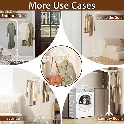 Miniatura 8 de Trípode de acero de 33 a 68 pulgadas - Estante de secado de ropa plegable que ahorra espacio, soporte de secadora de ropa duradero para lavandería,