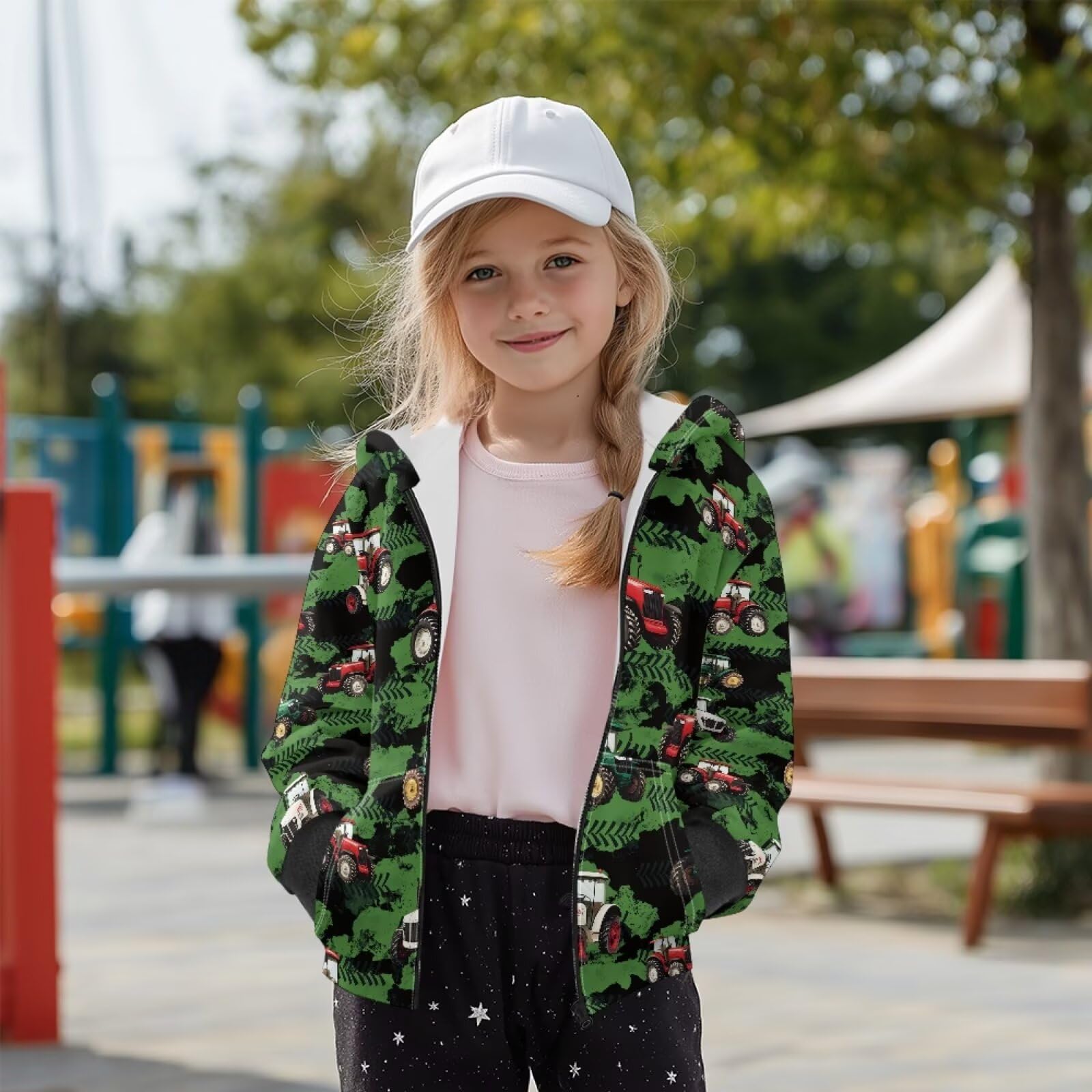 Coloranimal Pynewomyt - Sudadera con capucha y cremallera para niños de 6 a 13 años, de manga larga, con capucha, forro polar, con bolsillos