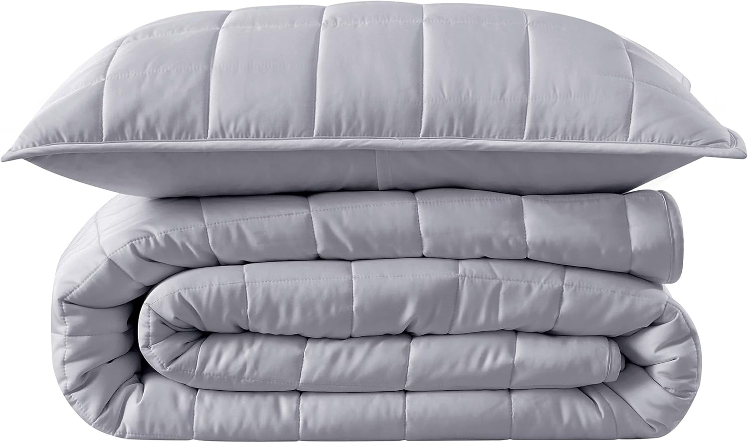 100% Viscose Derived from Bamboo Comforter,Twin/Twin XL Cooling Rayon Quilt Set,2-Piece All Season Bedding with 4-Inch Box Stitching,Breathable Duvet Insert with Corner Loops, Silver Grey
