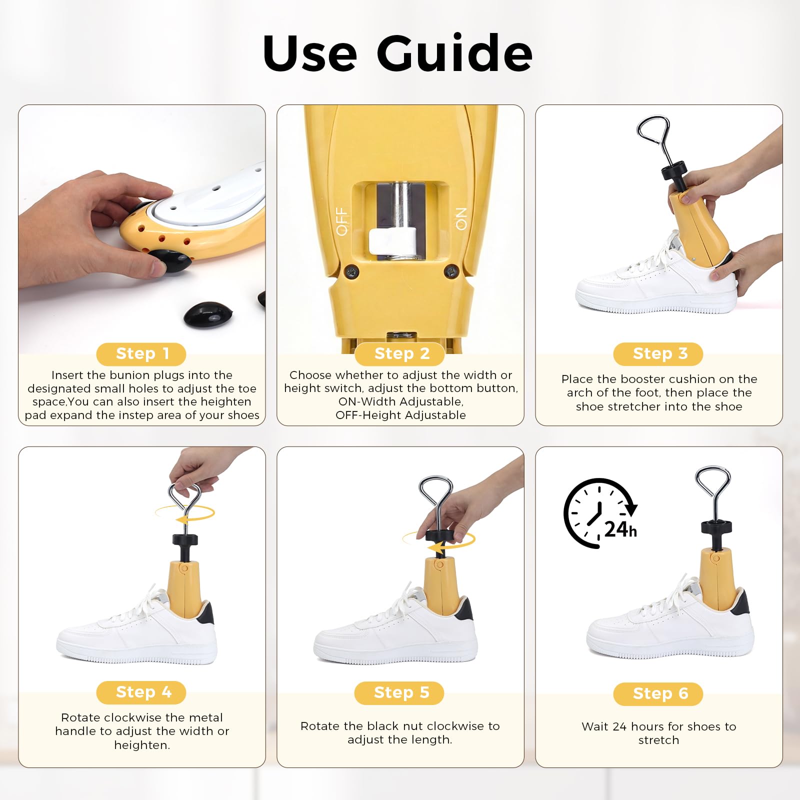 Estirador de zapatos para hombres y mujeres, expansor de longitud/ancho/altura ajustable para pies anchos y empeine