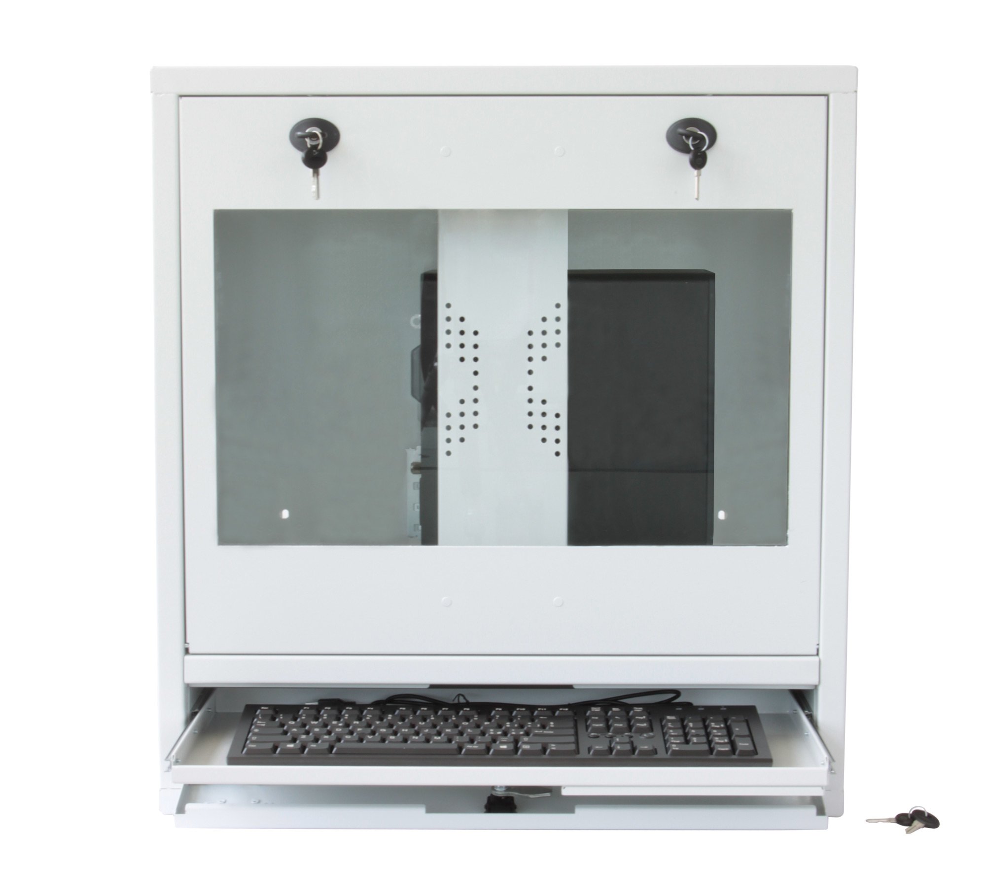 Techly Professional 104899 Armadio di Sicurezza per PC, Monitor LCD e Tastiera Bianco Bianco