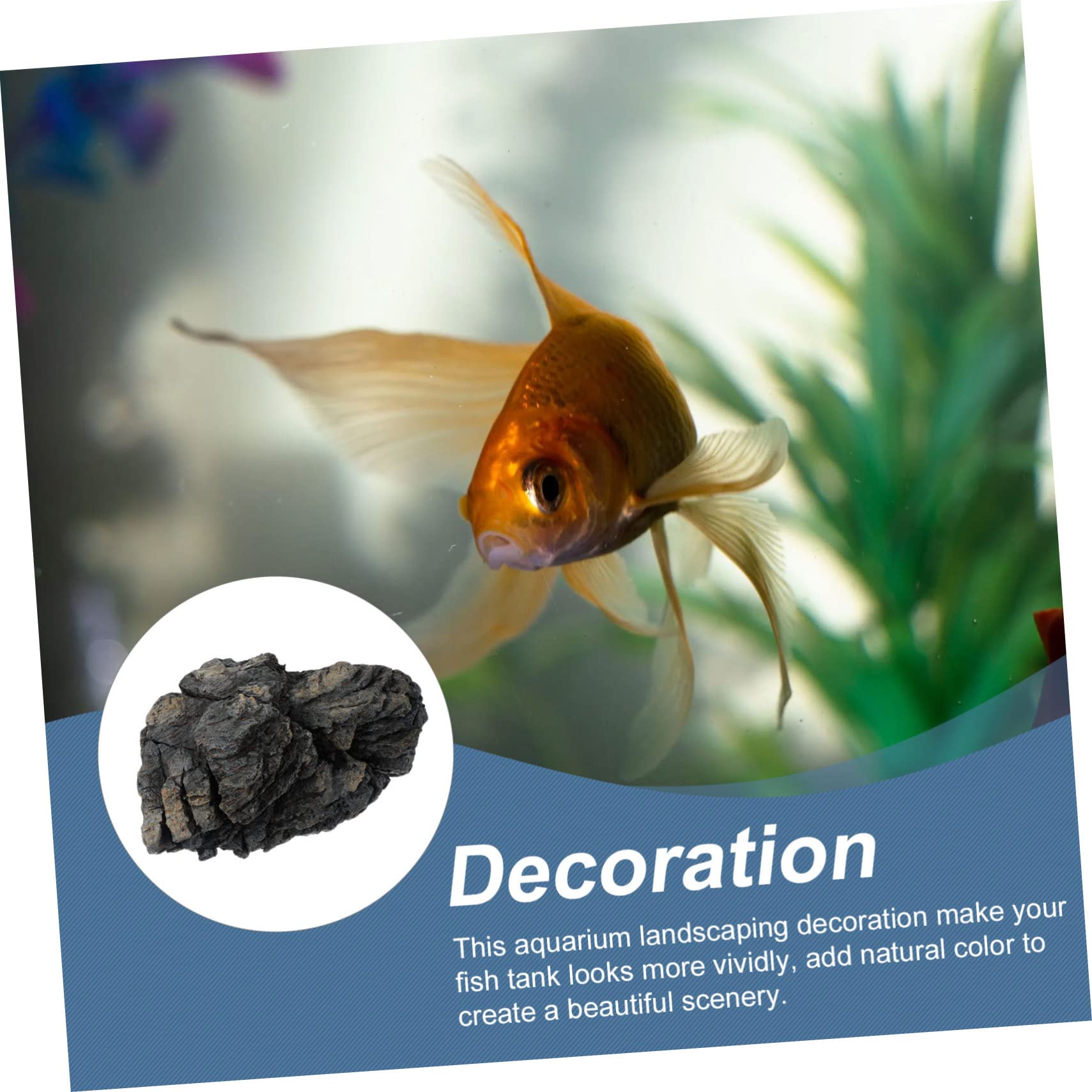 Luxshiny Roccia Ornamentale per Acquario Aspetto Naturale in Resina, Nero