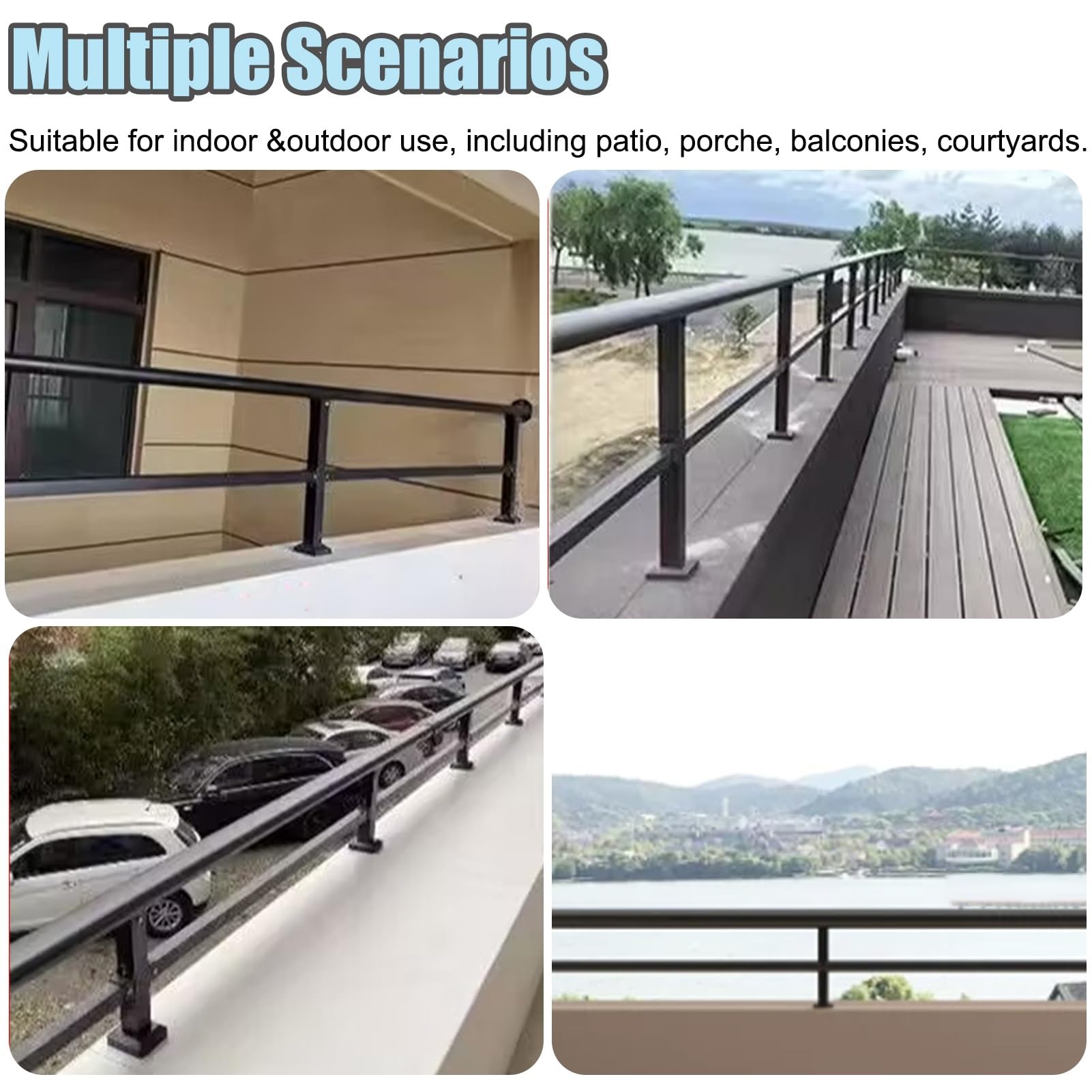Extensor de Valla Extensor de Postes de Hormigón para Cercas, Barandilla de Acero para Exteriores (Terraza, Apartamento o Jardín), Remate Antiescalada Temporal para Perros.(80x30cm/31x12in)