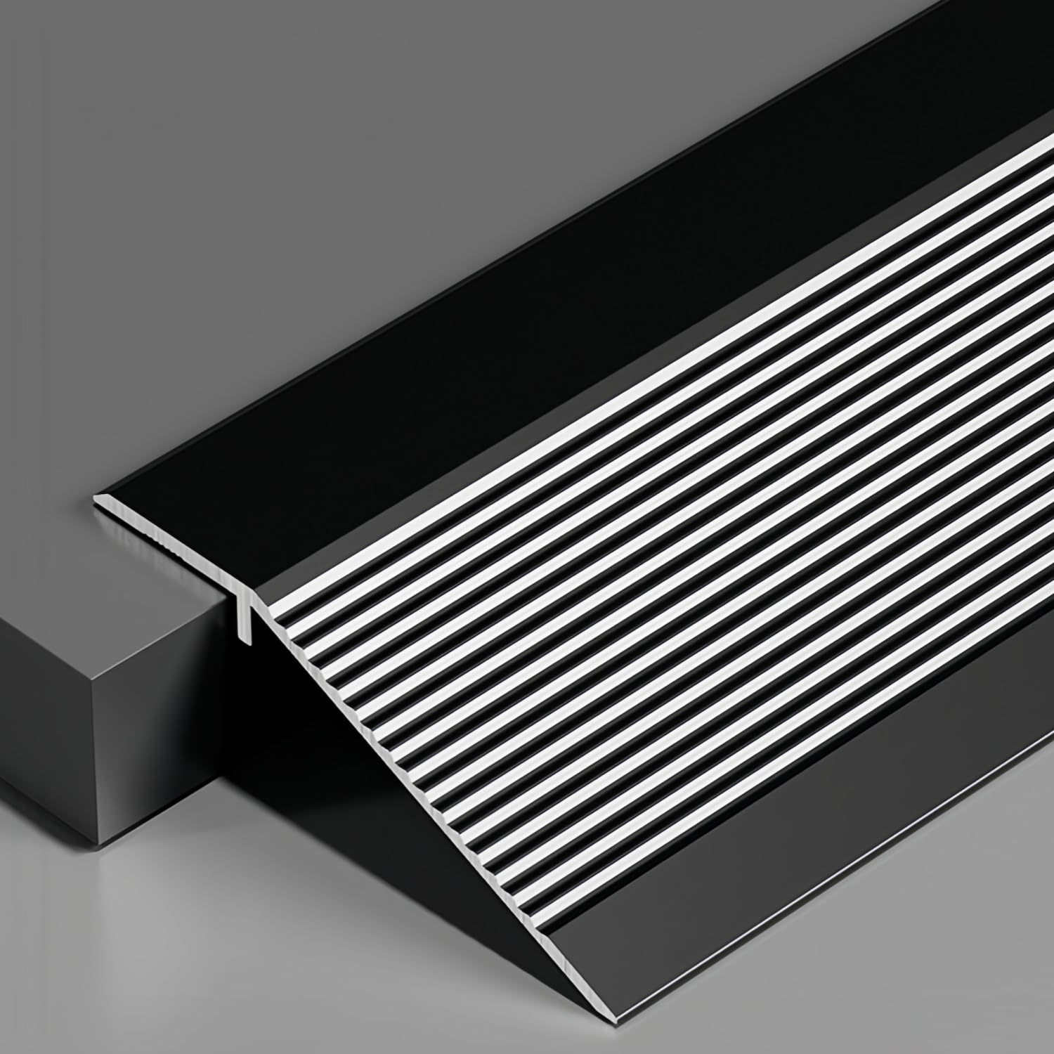 Aluminium Threshold Ramp, 100mm Wide Floor Transition Strip For Doorways, Cuttable Door Threshold Bar For Uneven Tile Laminate Carpet Vinyl Floors(Black,2.7m)