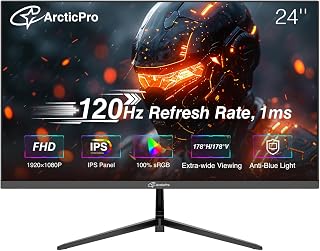 24inch Computer Monitor, 120Hz, FHD 1080p Office and Gaming Monitor, 1ms Response Time, 3-Sided Frameless, Ultra Slim, VES... Price In India
