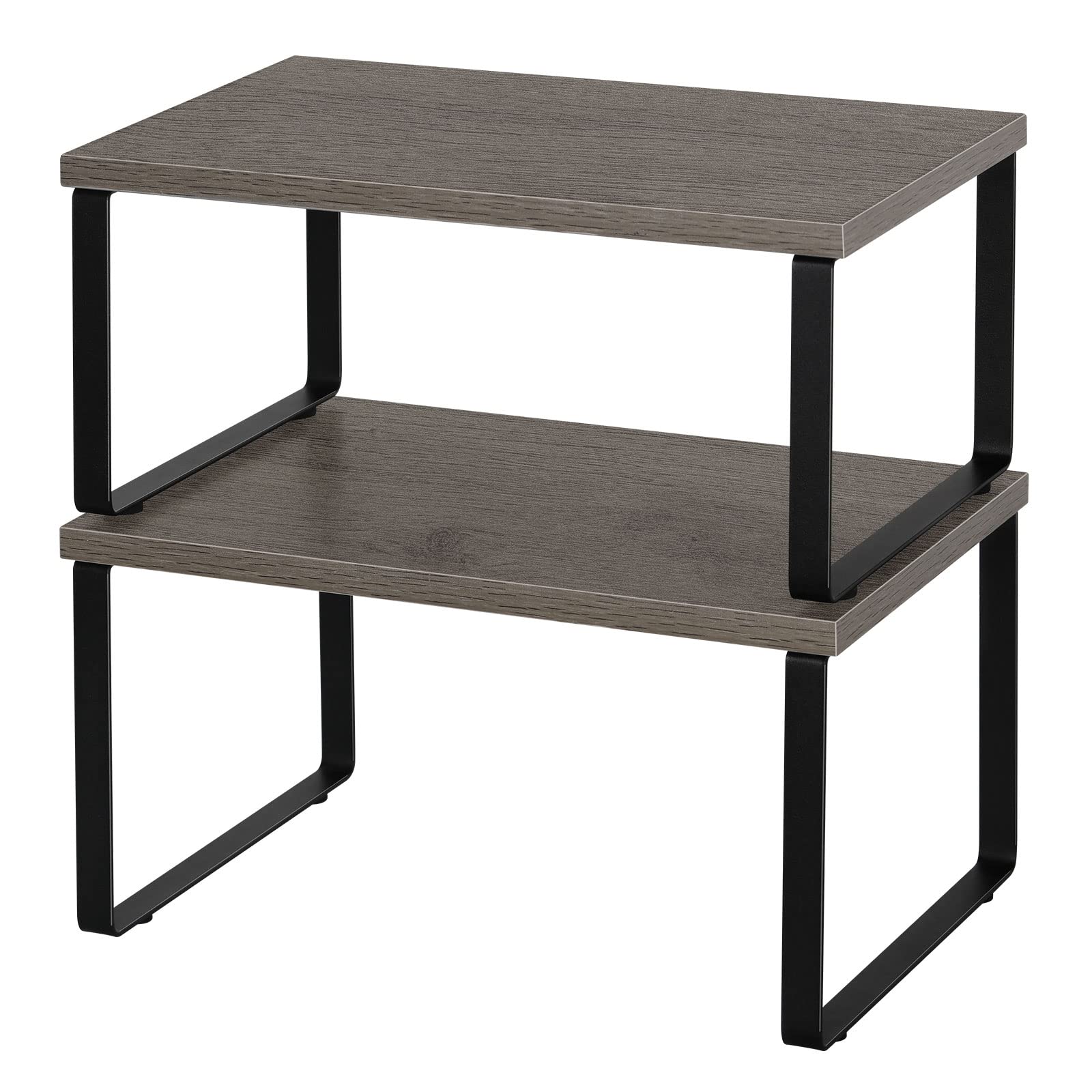 YBING Juego de 2 Organizador Cocina Estanteria Cocina, Organizador Armarios Cocina Apilable para Encimera, Gabinete, Estantes de Almacenamiento para Alimentos y Cubiertos (Gris)