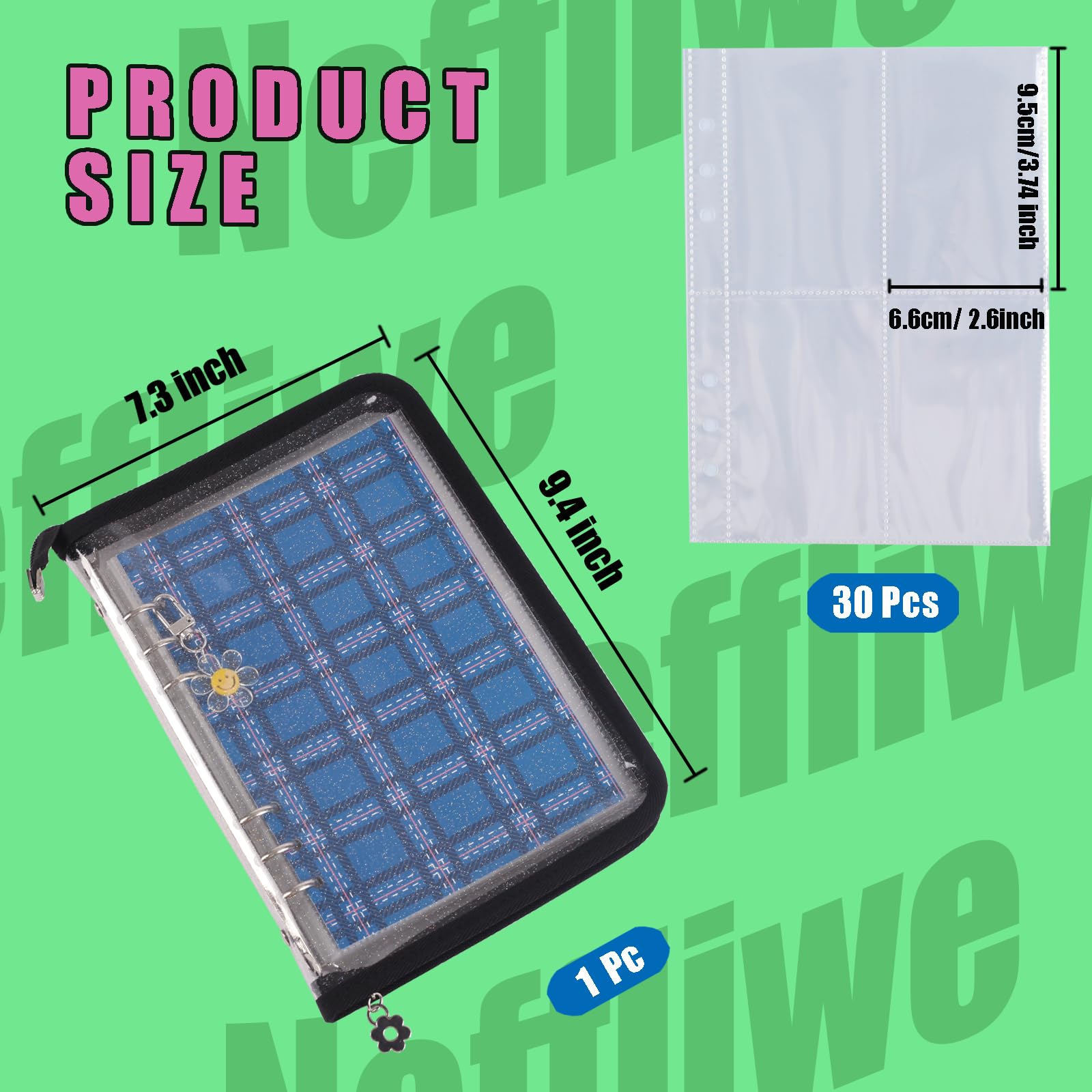 Cuaderno de 4 bolsillos para tarjetas fotográficas Kpop con 30 páginas interiores, 6 anillas A5, carpeta para tarjetas fotográficas para coleccionar hasta 240 tarjetas (negro)