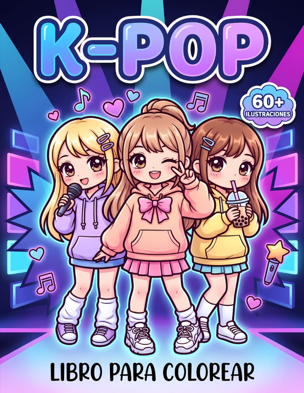 Libro para Colorear KPop: Más De 60 Diseños Bonitos Inspirados En Ritmos Modernos, Moda Coreana Y Diversión Creativa