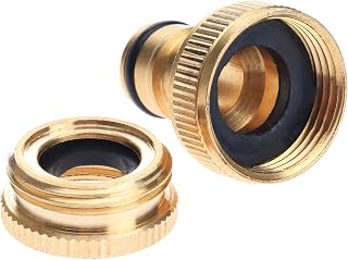 DRELD Conector de Manguera de Jardín de Latón de 1/2 Pulgadas (20mm) a 3/4 Pulgadas (25mm), 2 en 1 Adaptador de Grifo Roscado Exterior para Mangueras de Jardín/Cocina/Lavadora