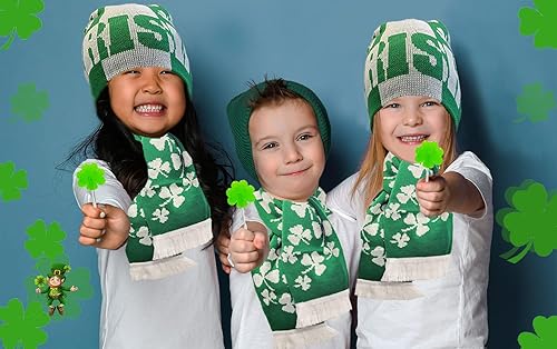 Miniatura 6 de Paletas de trébol verde del día de San Patricio, chupadores de dulces, recuerdo de fiesta, envueltas individualmente (paquete de 50)