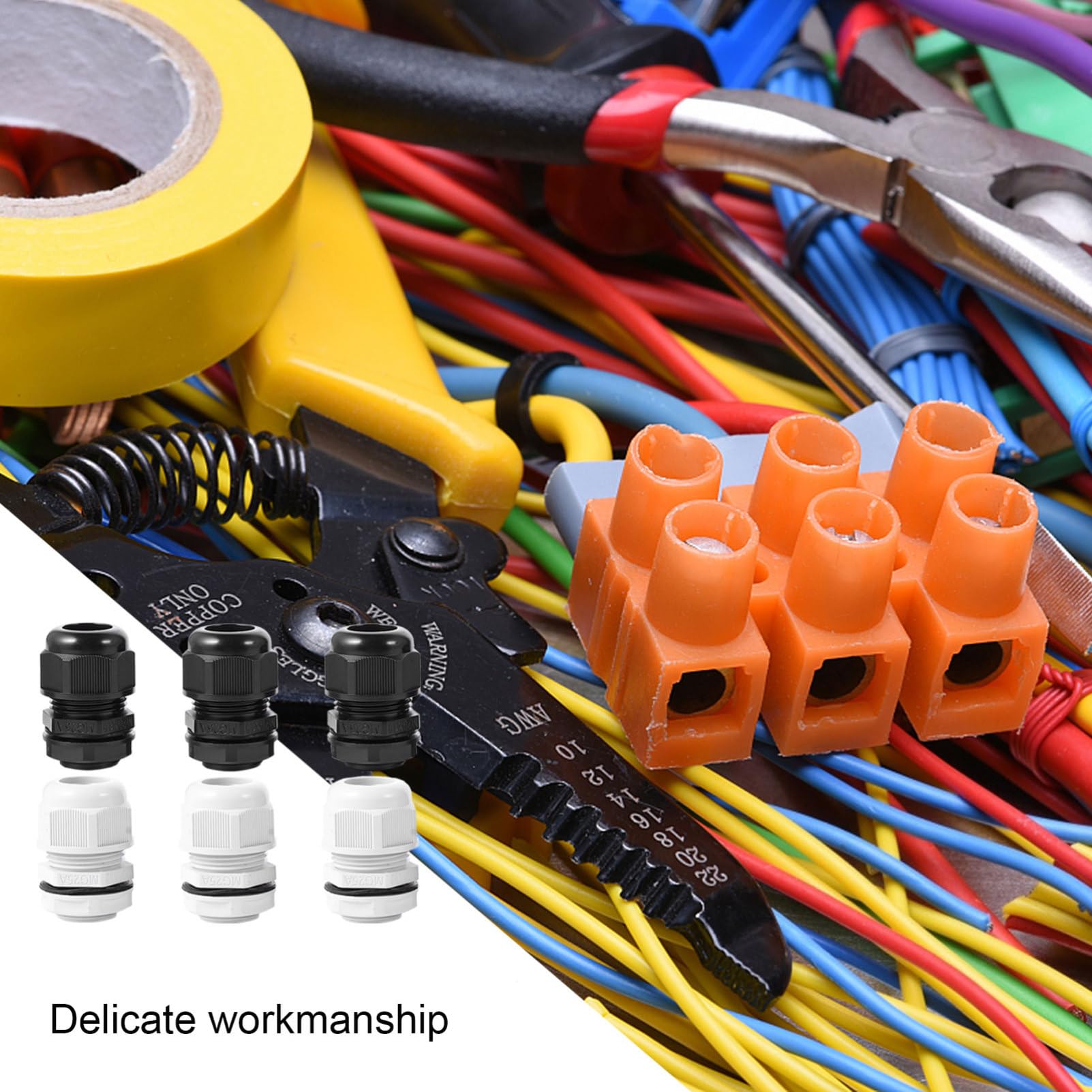 LIFKOME 40 Prensaestopas Impermeables de Plástico Mg12 Mg16 Mg20 Mg25, Protector de Cables Resistente al Desgaste para Cableado