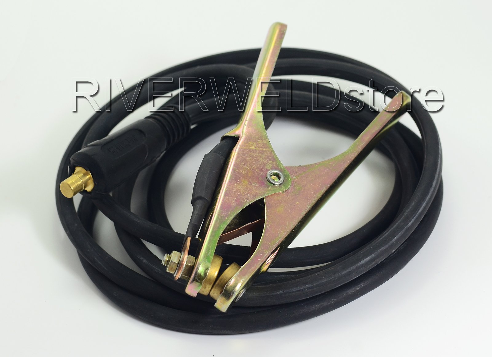 RIVERWELD 200A Sujete la pinza de tierra + 10-25mm2 enchufe + 3 metros de plomo 16mm2 Wire Fit MMA ARC