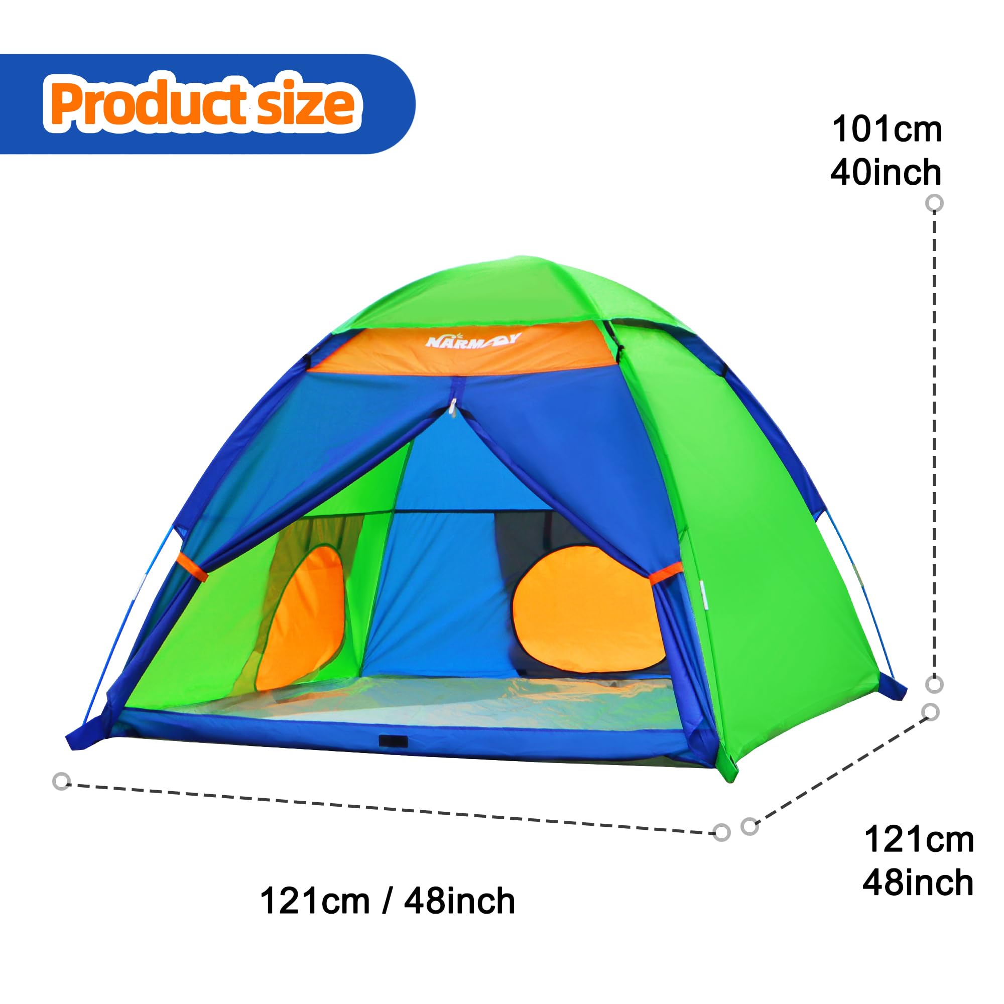 NARMAY(r) Play Tent Summer Camping Dome Tent for Kids Indoor/Outdoor Fun - 60 x 60 x 44 inch - Image 6