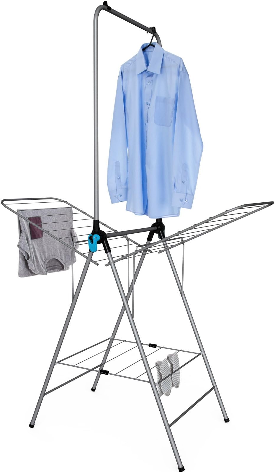 Minky Homecare X Wing Plus - Clothes Drying Rack with 65 Feet of Drying Space – Folding Indoor Laundry Air Dryer (Silver)
