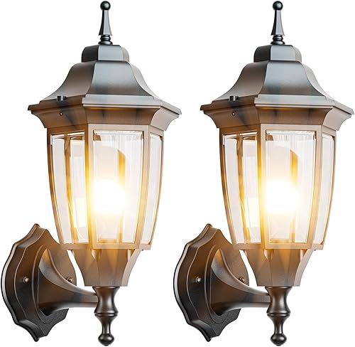 EMART Luz de porche frontal para exteriores, anticorrosión exterior, aluminio impermeable y pantallas de vidrio, lámpara moderna para exteriores,